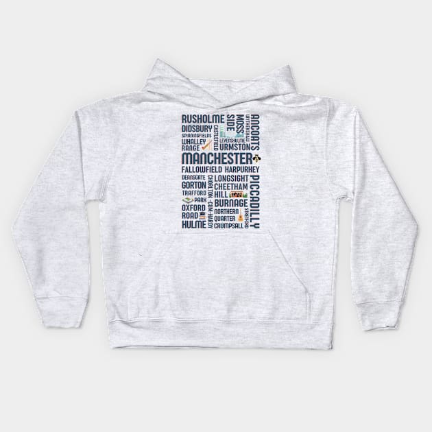 Manchester city centre towns Kids Hoodie by OYPT design